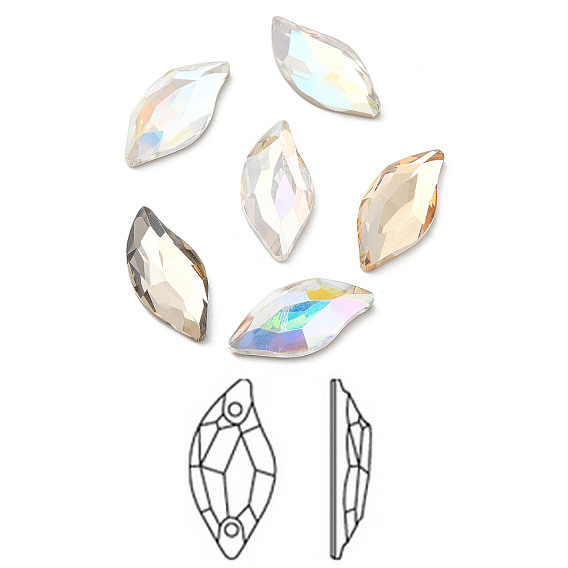 K 9 кабошоны из стеклянного страза, плоская задняя и задняя, граненые, лист