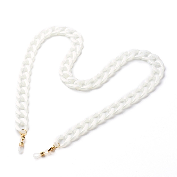 Acrylic Curb Chain Eyeglasses Chains, Neck Strap for Eyeglasses, with Acrylic Links, 304 Stainless Steel Jump Rings, Lobster Claw Clasps, Rubber Loop Ends