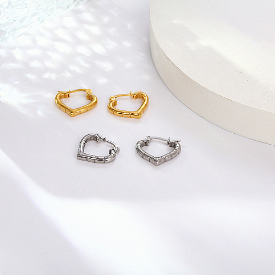 Сердце 304 серьги-кольца из нержавеющей стали для женщин