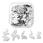 30Pcs 5 Style 201 Stainless Steel Bunny Pendants, Rabbit, Easter Bunny