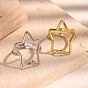 304 Stainless Steel Open Cuff Rings for Women, Star