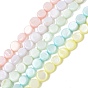 Natural Freshwater Shell Coin Beads Strands, Dyed, Flat Round