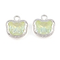 Alloy & Glass Pendants, Faceted Bear Head Charms, Silver, Long-Lasting Plated, Rack Plating