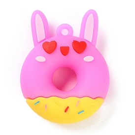 PVC Plastic Pendants, Doughnut with Rabbit/Bear