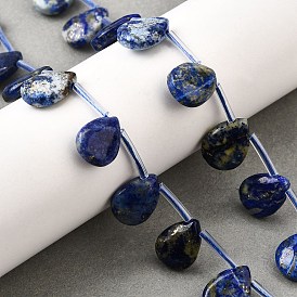 Нитки бусины из натурального ляписа-лазури, слеза, Топ пробуренной, с трубкой бисера
