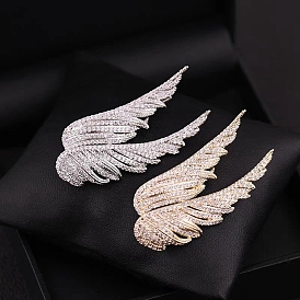 Wings Alloy Rhinestone Brooch, Exquisite Lapel Pin for Girl Women