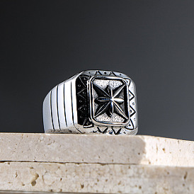 304 из нержавеющей стали кольца палец для мужчин, квадрат с рисунком звезды