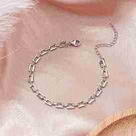 Латунные прямоугольные звенья цепи браслеты для женщин мужчин