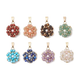 Подвески в виде цветка, ограненные из натуральных драгоценных камней, круглые, в виде грозди., подвески из бисера со стеклянными бусинками и застежками из нержавеющей стали, золотые