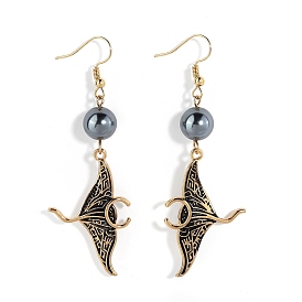 Alloy Enamel Dangle Earrings, Fish, Golden