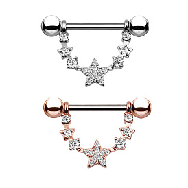 Кольца для сосков со звездами из сплава и кристаллов горного хрусталя, сосок стремя