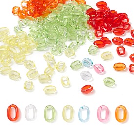 PandaHall Elite 490Pcs 7 colors Transparent Acrylic Linking Rings, Quick Link Connectors, for Cable Chains Making, Oval