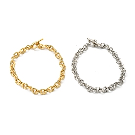 Twist Brass Cable Chain Bracelets for Women, with Toggle Clasps
