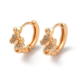 Brass Hoop Earrings with Rhinestone, Butterfly