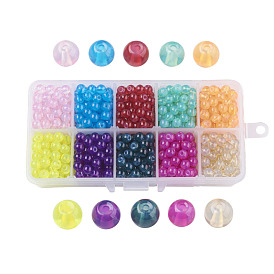 10 Colors Baking Paint Glass Beads, Imitation Opalite, Round