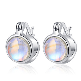 Moonstone Circle Earrings for Women - Simple, Stylish and Versatile Fashion Jewelry