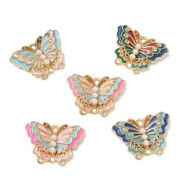 Aleación con eslabones de componentes de araña de esmalte, con abs de plástico imitación perla, mariposa, sin cadmio y níque y plomo, dorado