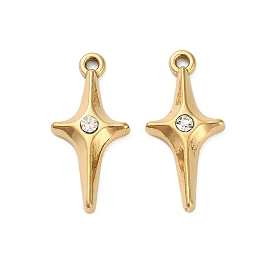 304 кулон из нержавеющей стали со стразами., ионное покрытие (ip), звезды прелести