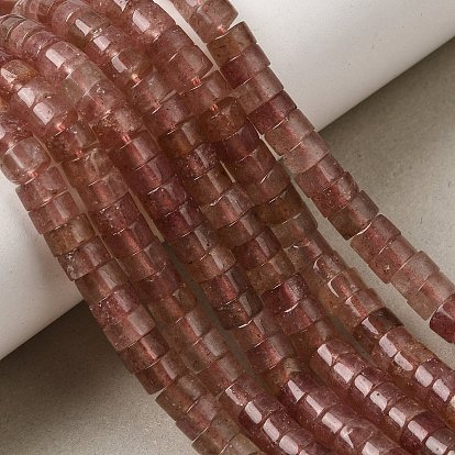 Natural Strawberry Quartz Beads Strands, Heishi Beads, Flat Round/Disc