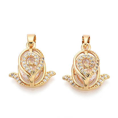 Латунные микро проложить кубического циркония подвески, без кадмия, без никеля и без свинца, цветок