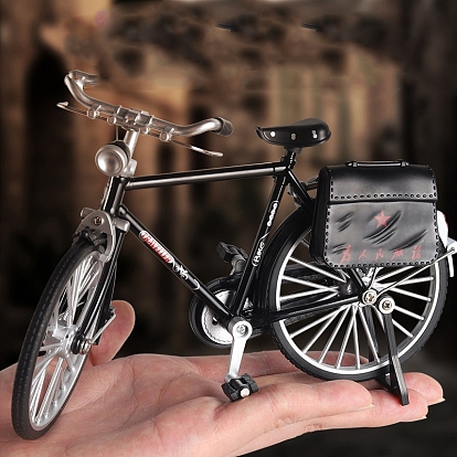 DIY Retro Alloy Bicycle Model Ornament with Inflator, for Home Desktop Decoration