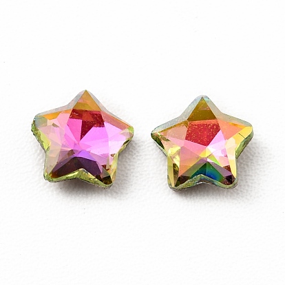 K9 Glass Rhinestone Cabochons, Flat Back & Back Plated, Faceted, Star