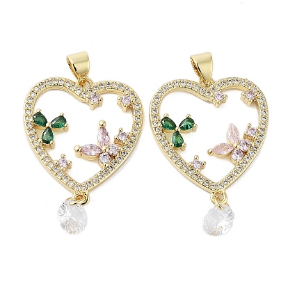Стойка с покрытием в виде сердца, латунные подвески с микропаве и кубическим цирконием, без кадмия и без свинца, долговечный, реальный 18 k позолоченный