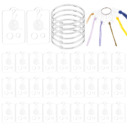 30шт. акриловые доски для намотки нитей, прямоугольная катушка мулине, карточка-органайзер ниток для вышивки крестиком, 6 шт. Железо с вкладными листами переплетная книга шарнирные кольца