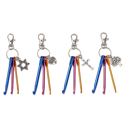 Алюминиевые крючки для вязания и подвесные украшения из сплава, Поворотные застежки-лобстеры из сплава, подвески для украшений сумок