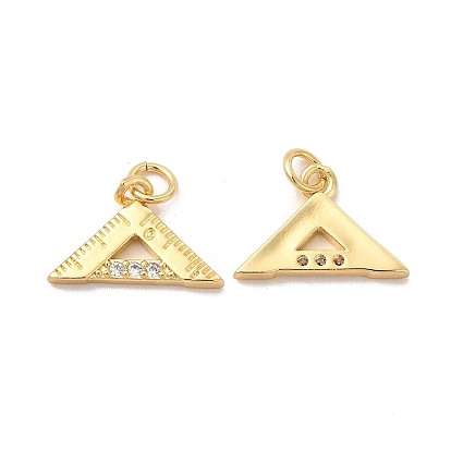 Rack Plating Brass Micro Pave  Cubic Zirconia Pendants, Cadmium Free & Lead Free, with Jump Rings, Triangle
