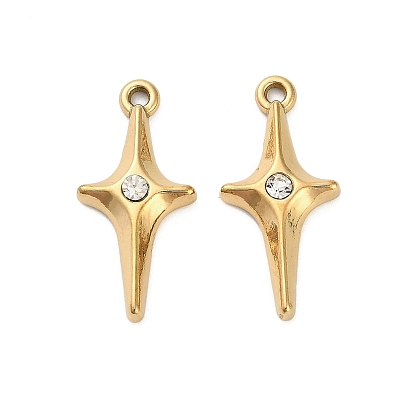 304 кулон из нержавеющей стали со стразами., ионное покрытие (ip), звезды прелести