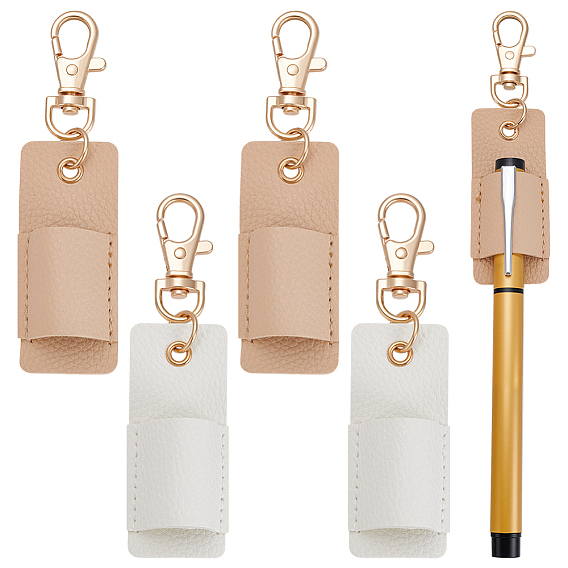 4шт. 2 цвета, чехол для ручки из искусственной кожи, с поворотной застежкой из цинкового сплава