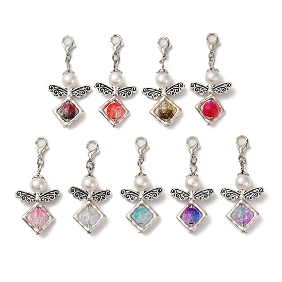 Ангел акрил с подвесными украшениями из сплава, с карабин-лобстерами 