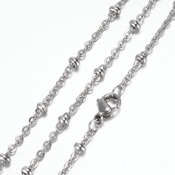 304 Stainless Steel Cable Chain Necklaces, with Lobster Claw Clasps