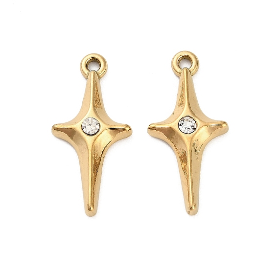 304 кулон из нержавеющей стали со стразами., ионное покрытие (ip), звезды прелести