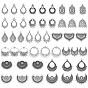 48 pcs 16 styles liens de composants de lustre en alliage de style tibétain, argent antique