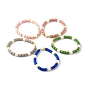 Handmade Polymer Clay Beads Stretch Bracelets, with Brass Beads, Heart