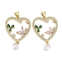 Стойка с покрытием в виде сердца, латунные подвески с микропаве и кубическим цирконием, без кадмия и без свинца, долговечный, реальный 18 k позолоченный