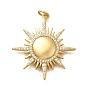 Brass Micro Pave Cubic Zirconia Pendants, Sun Charms, Cadmium Free & Lead Free, Long-Lasting Plated, with Jump Ring