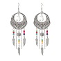 Alloy Moon Web with Feather Chandelier Earrings, Saint Benedict Medal
 & Synthetic Turquoise Beaded Long Drop Earrings for Women