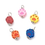 Handmade Polymer Clay Pendants, with 304 Stainless Steel Findings, Dog Paw Charms