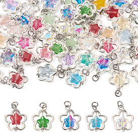 50 шт. подвески из сплава и стекла, звездные подвески с латунной фурнитурой, платина