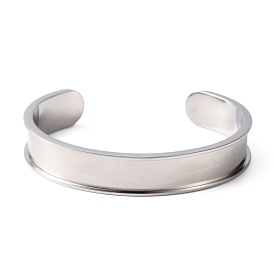 Stainless Steel Grooved Bangles, Cuff Bangle, for Gemstone, Leather Inlay Bangle Making