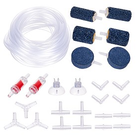 Fish Tool Sets, Include Cylinder Bubble Diffuser Airstones, Plastic Suction Cups & Airline Tubing & Aquarium Air Valve Connector & Pump Check Valves