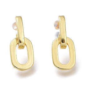 Brass Half Hoop Earrings, with Steel Pin and Plastic Ear Nuts, Long-Lasting Plated, Letter O