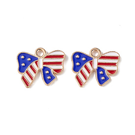 Pendentifs en alliage d'émail de style drapeau américain, or et de lumière, charme de nœud papillon