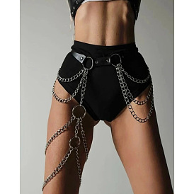 Черная искусственная кожа, сплав, панцирная цепь, многослойная цепь с кисточками на ногу, цепи на талию для сексуальной женщины