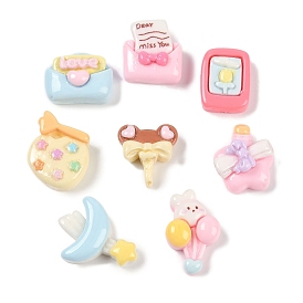 Непрозрачная смола декодирует кабошоны, бутылка желаний/луна/конверт, разноцветные