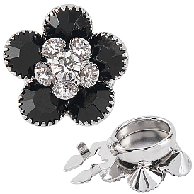 Кнопки латунь манжеты, со стразами, для аксессуаров одежды, цветок