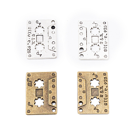Alloy Antique Cassette Tape Pendants, with Musical Note
